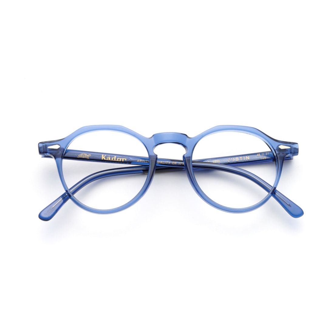 Justin Translucent Blue Acetate Round Frame Eyeglasses