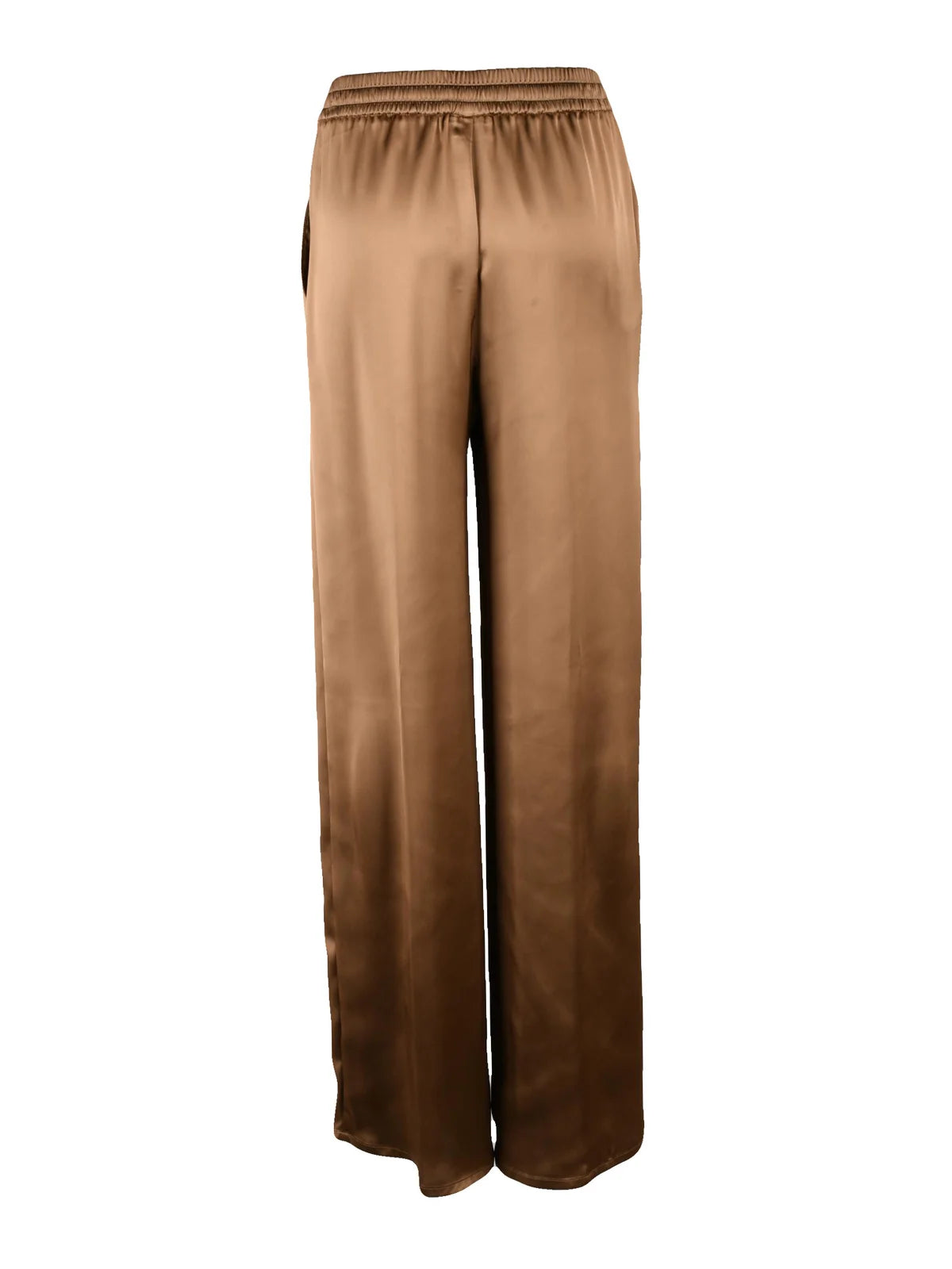 Brown Polyester Satin Trackpants