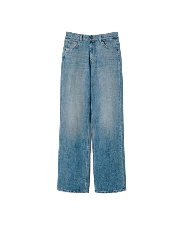 Wide-Leg Seasonal Denim Trousers With Classic Five-Pocket Design