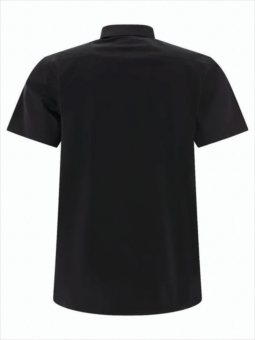 Black Short-Sleeved Shirt With Classic Collar