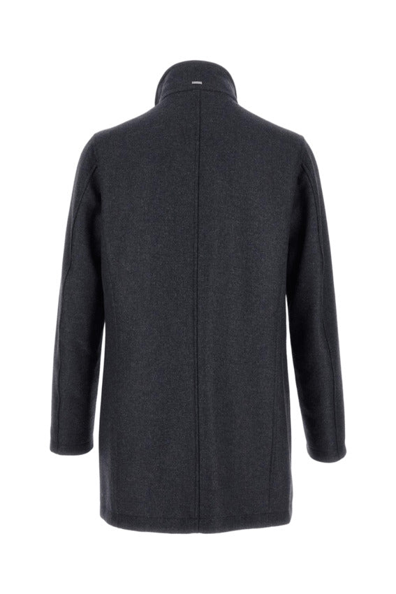 Straight-Cut Coat with Removable Faux Fur Collar