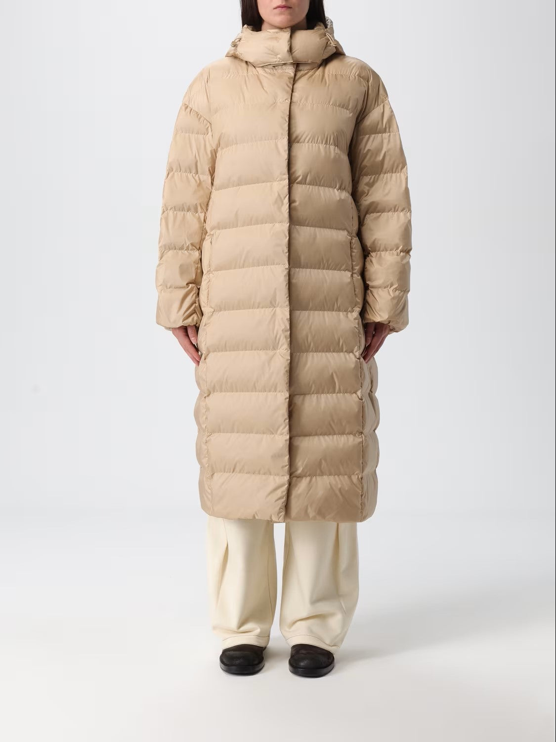 Quilted Lightweight Puffer Coat With High Collar