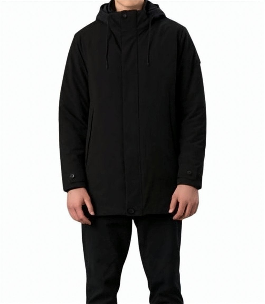 Hooded Black Jacket With Zip Closure