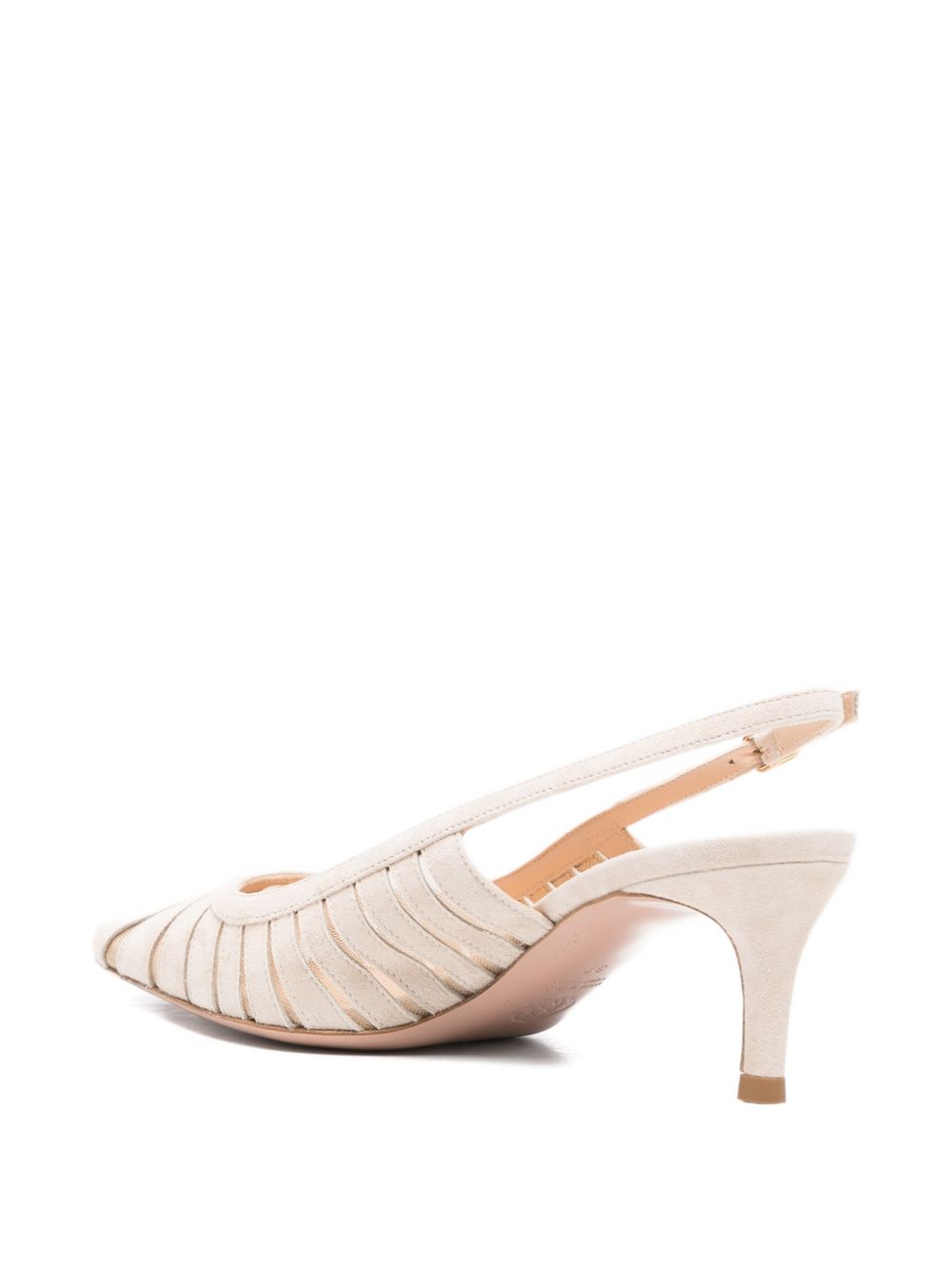 Ivory Pointed Toe Slingback Shoes with Strap