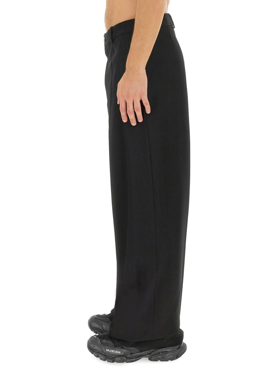 Wide-Leg Relaxed Wool Trousers