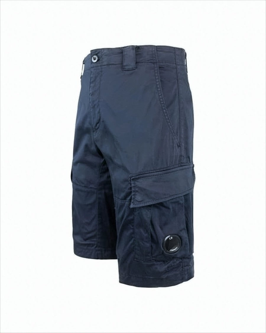 Tailored Blue Shorts With Cargo Pockets And Logo Detail