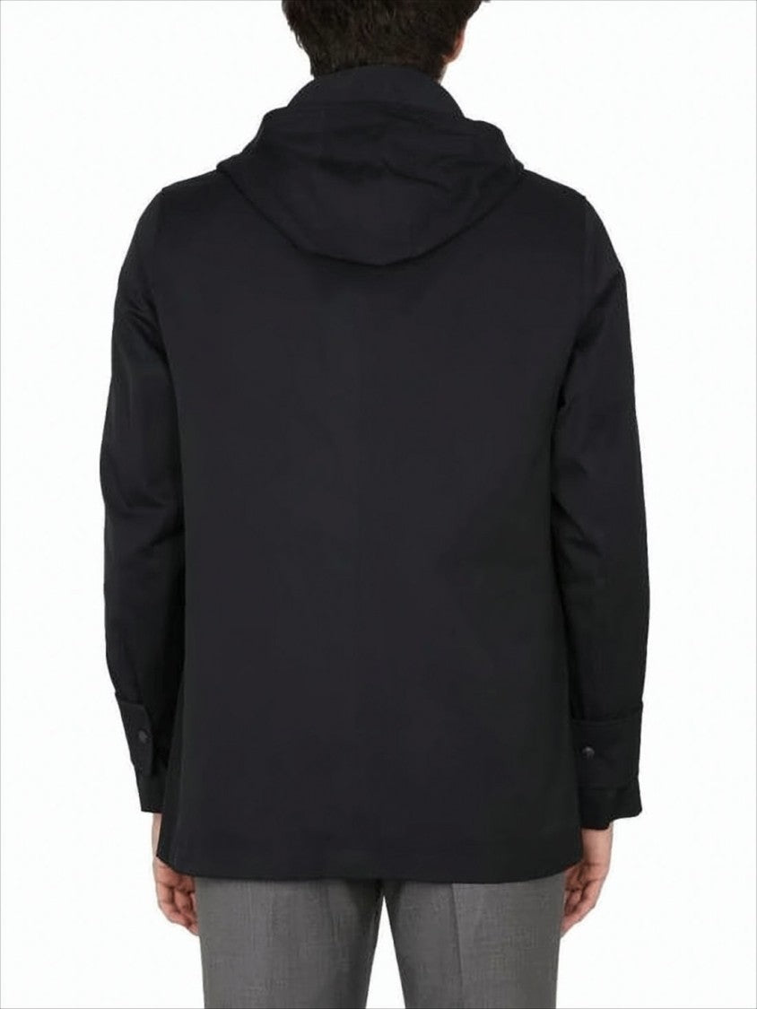 Classic Hooded Jacket with Front Button Closure and Tailored Finish