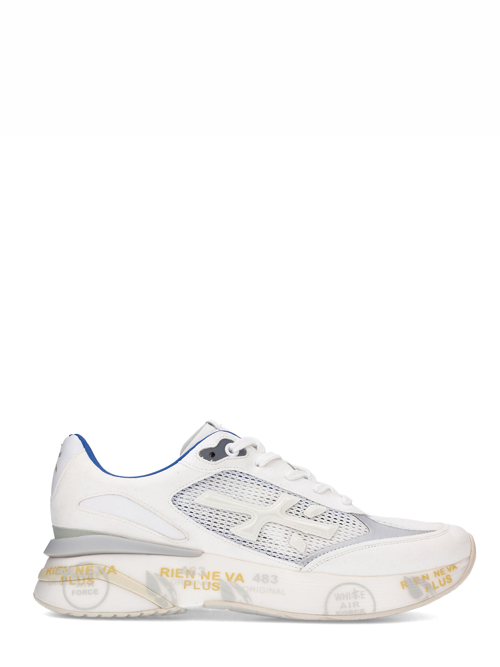 Technical Fabric Suede White Round-Toe Sneakers