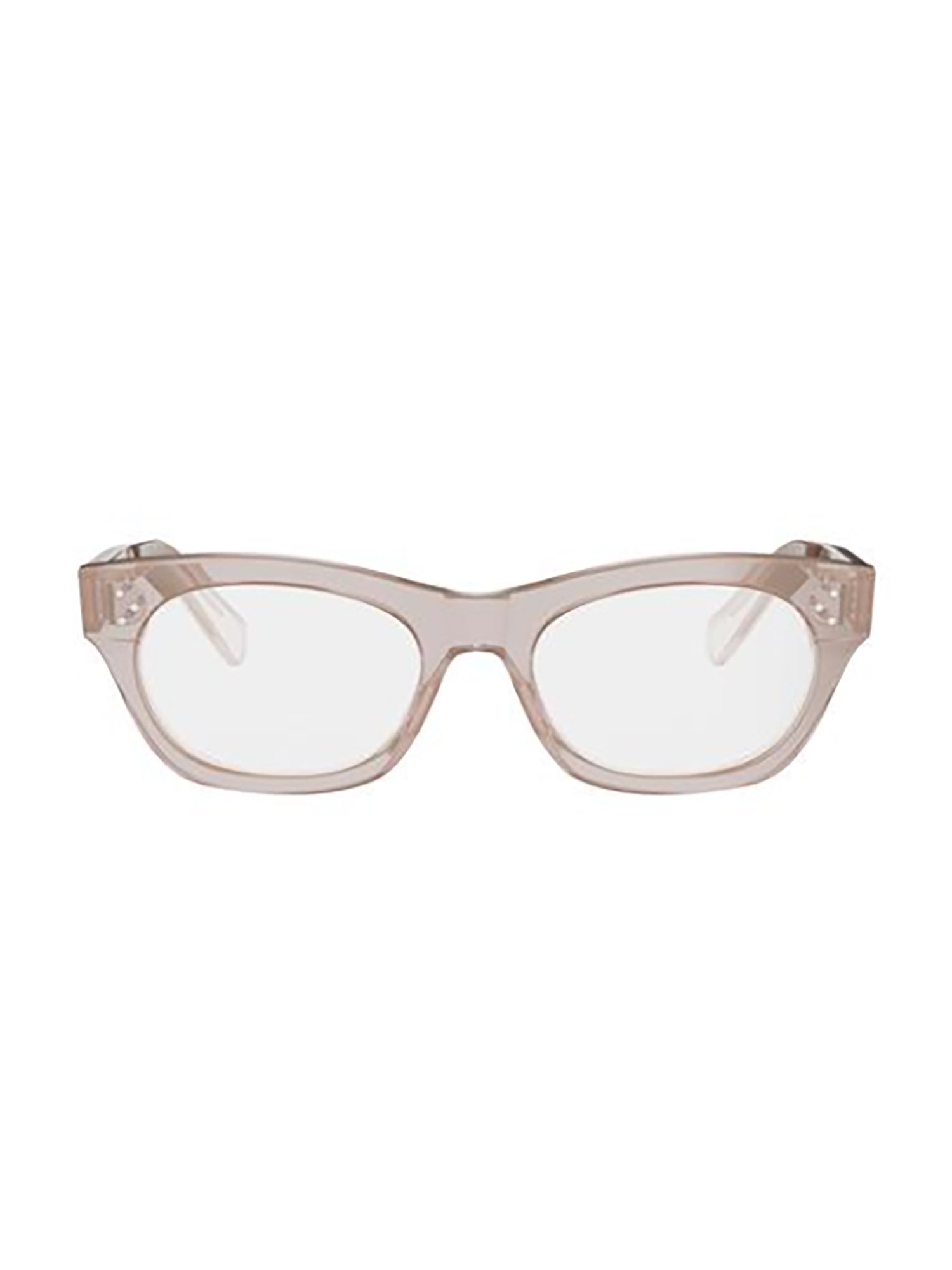 Translucent Light Beige Rectangular Optical Frames with Curved Temples