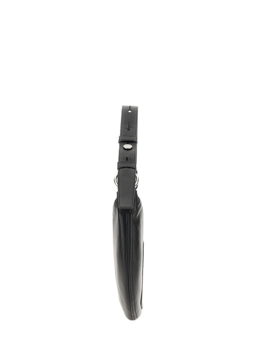 Rounded Black Nylon Shoulder Bag