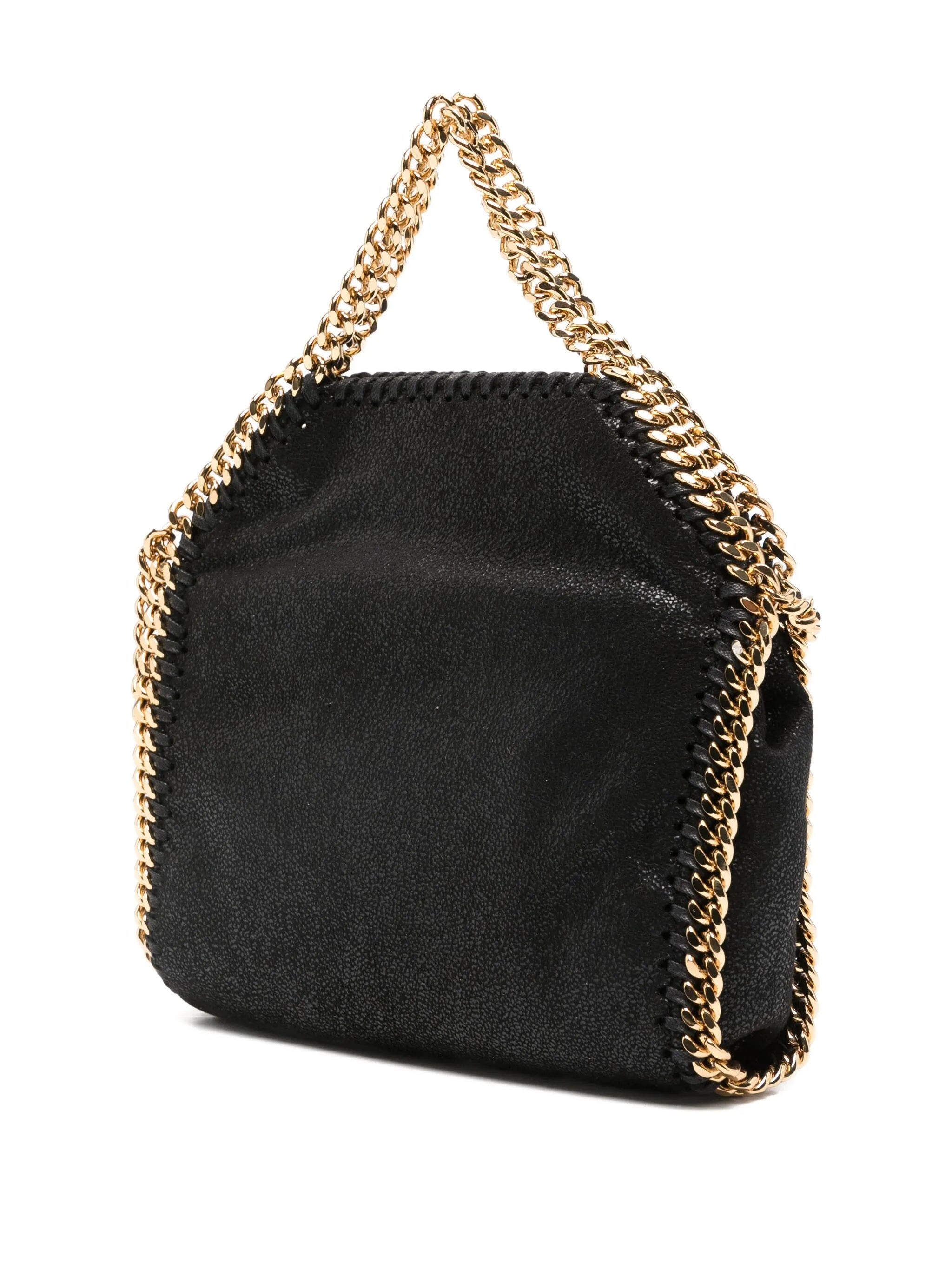 Textured Black Tiny Bag With Chain Trim