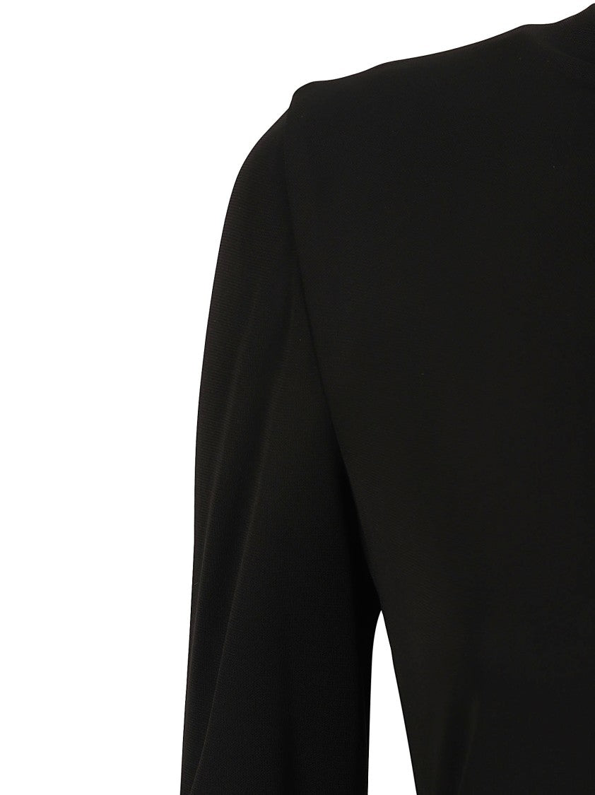 Fitted Black Dress With Subtle Draping