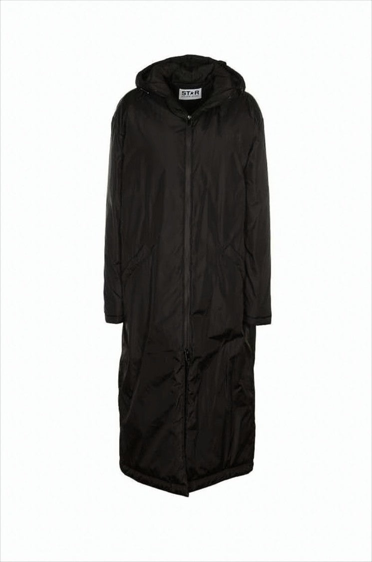 Long Padded Coat with Hood and Star Graphic