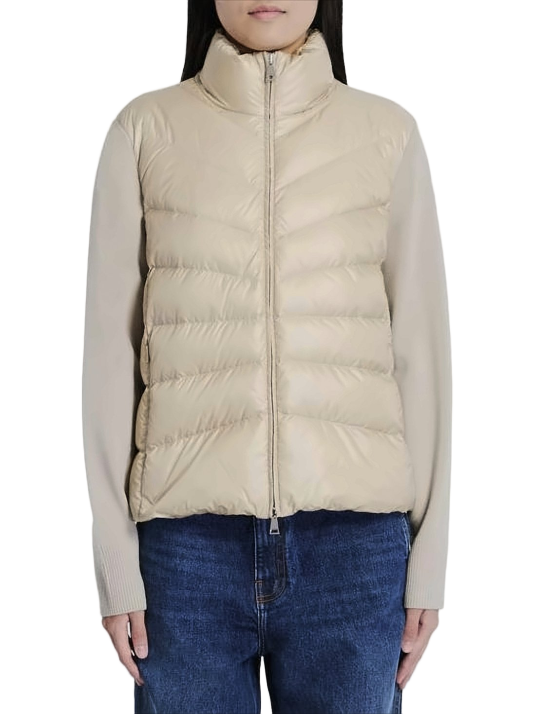 Cropped Padded Jacket with Quilted Nylon