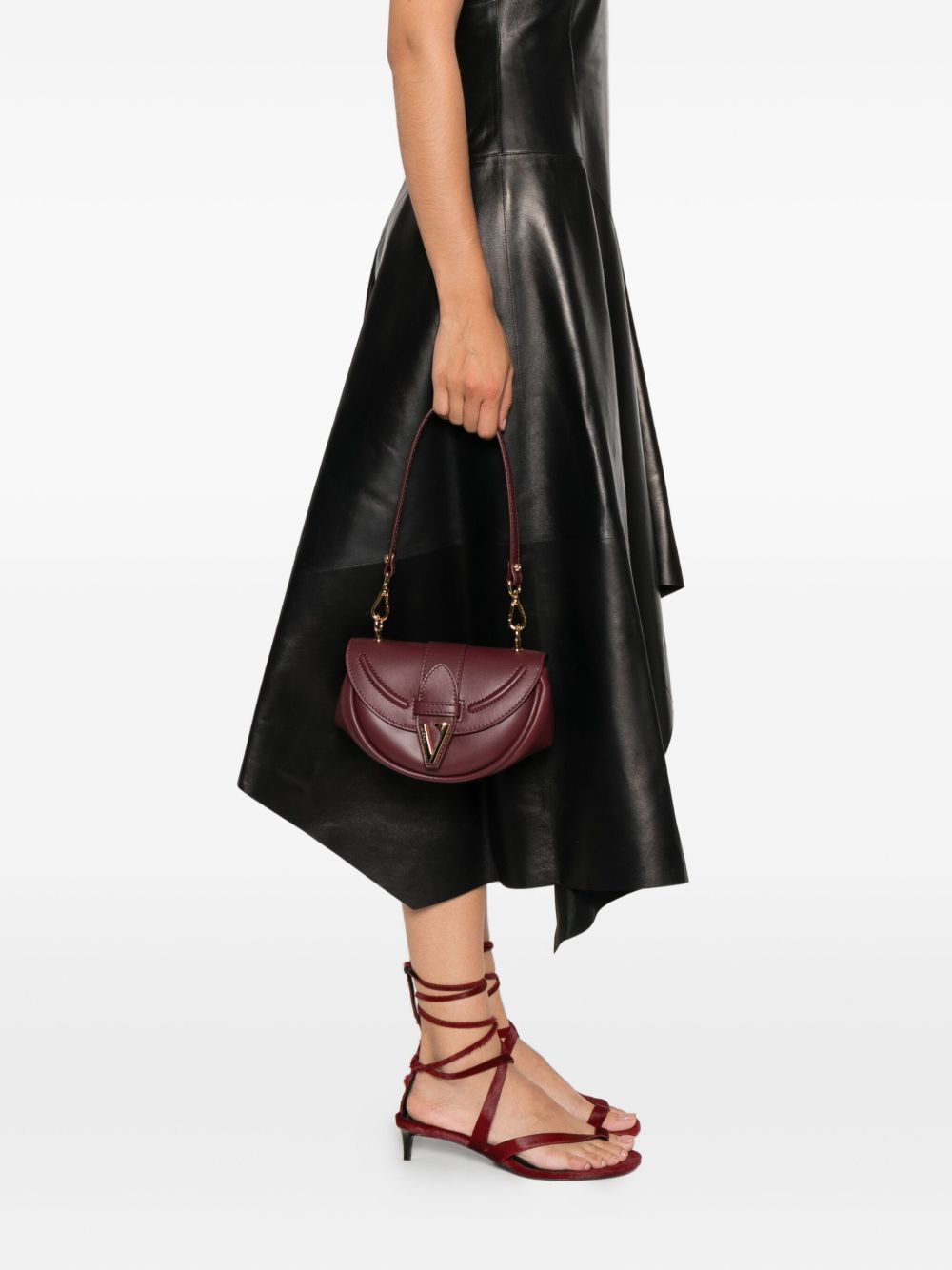 Curved Burgundy Leather Bag