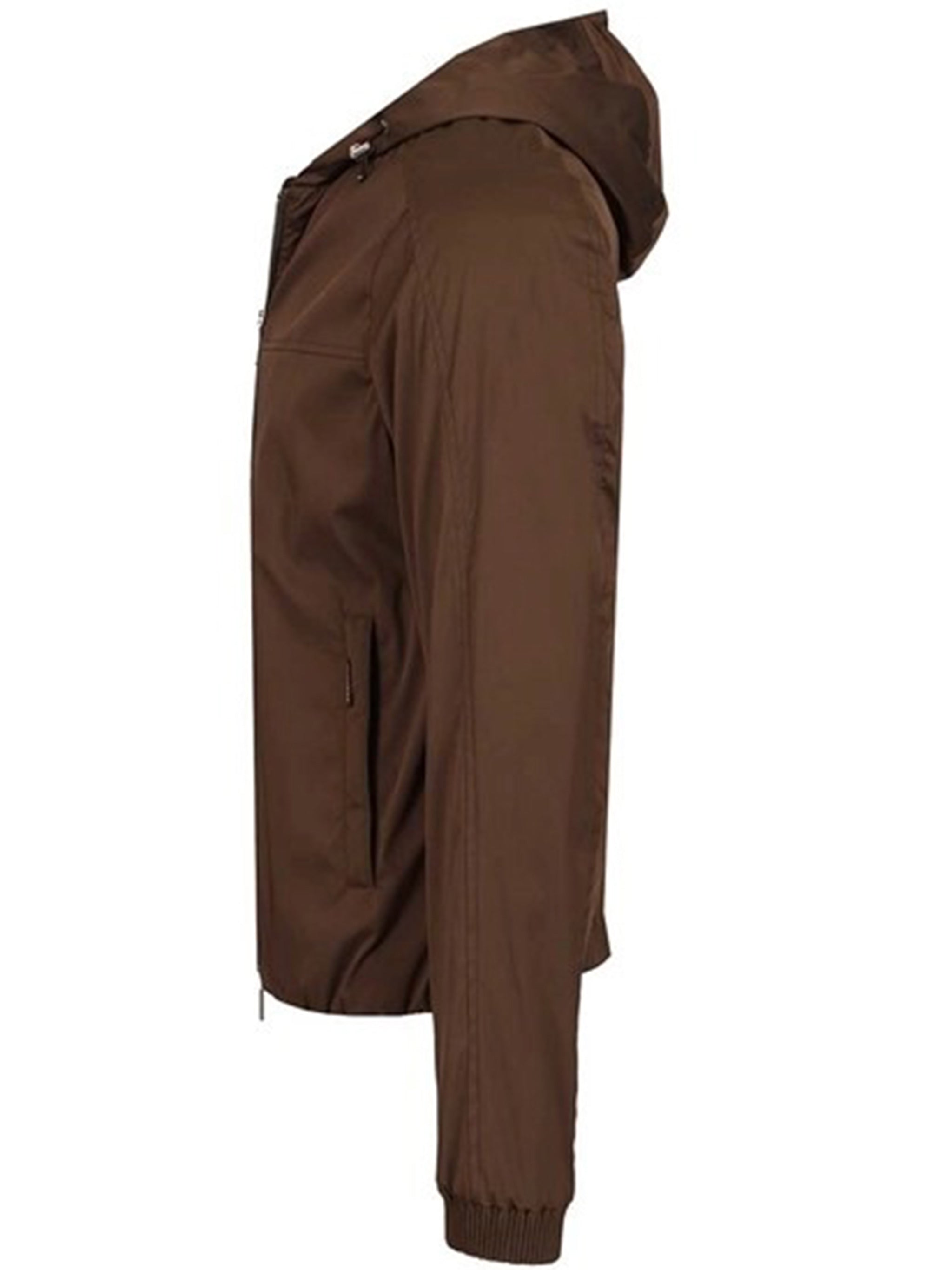 Brown Matte Finish Casual Jacket With Hood