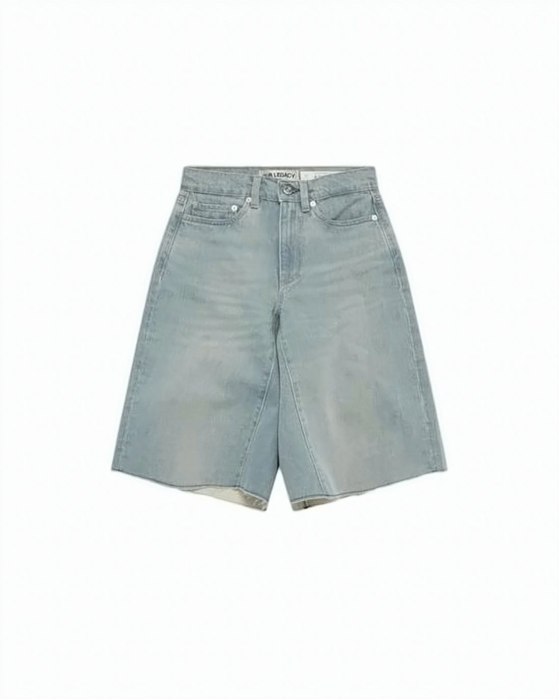 Mid-Length Relaxed Fit Denim Shorts With Five-Pocket Design