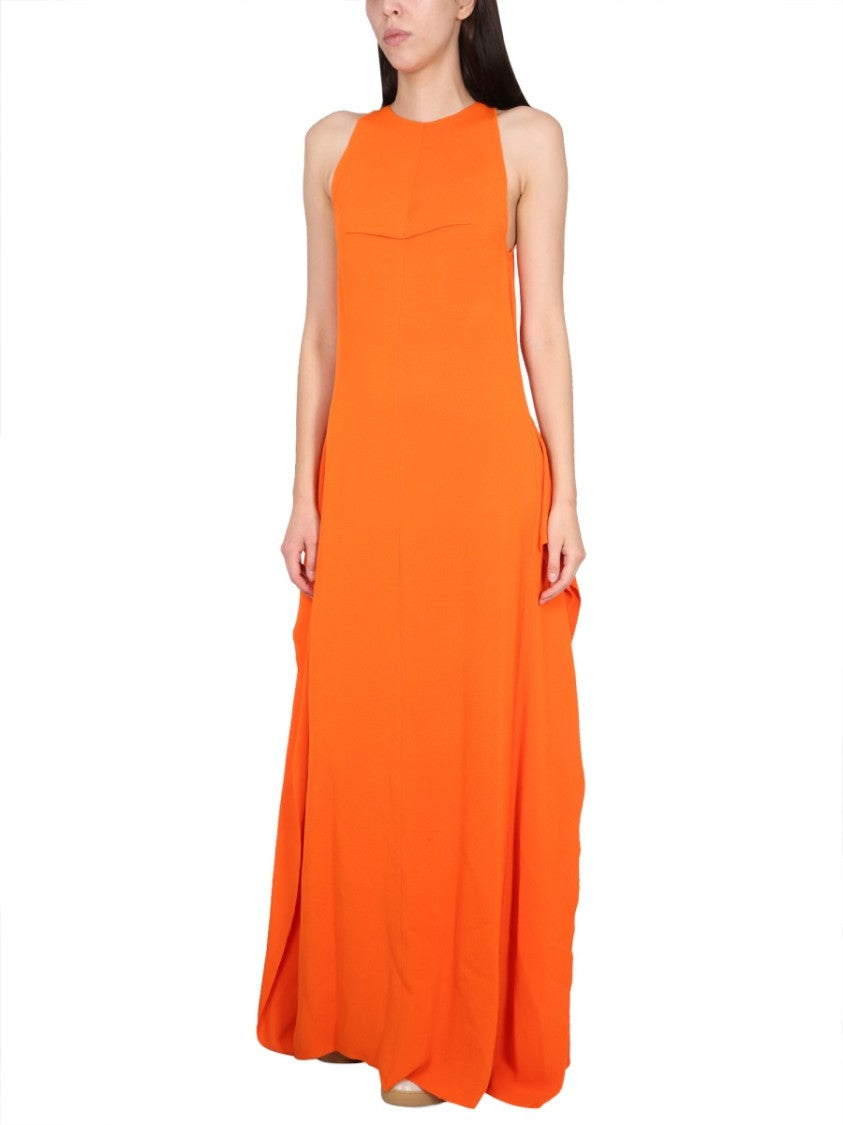 Round Neck Longuette Dress With Concealed Design