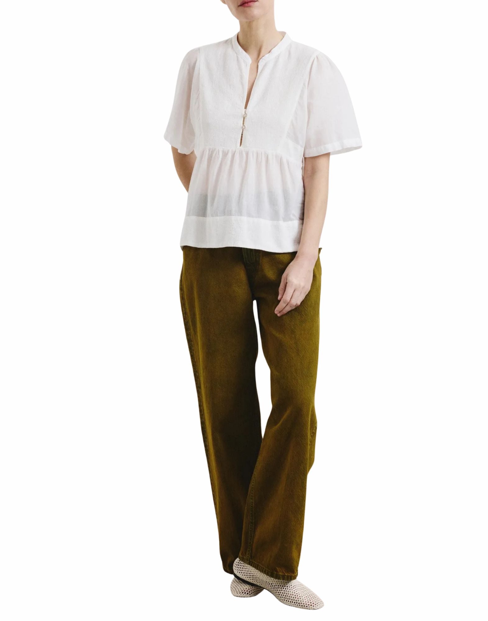 Soft Cotton Blouse In Latte