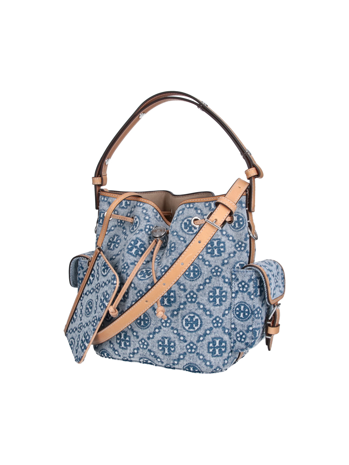 Blue T Monogram Cotton Bucket Bag