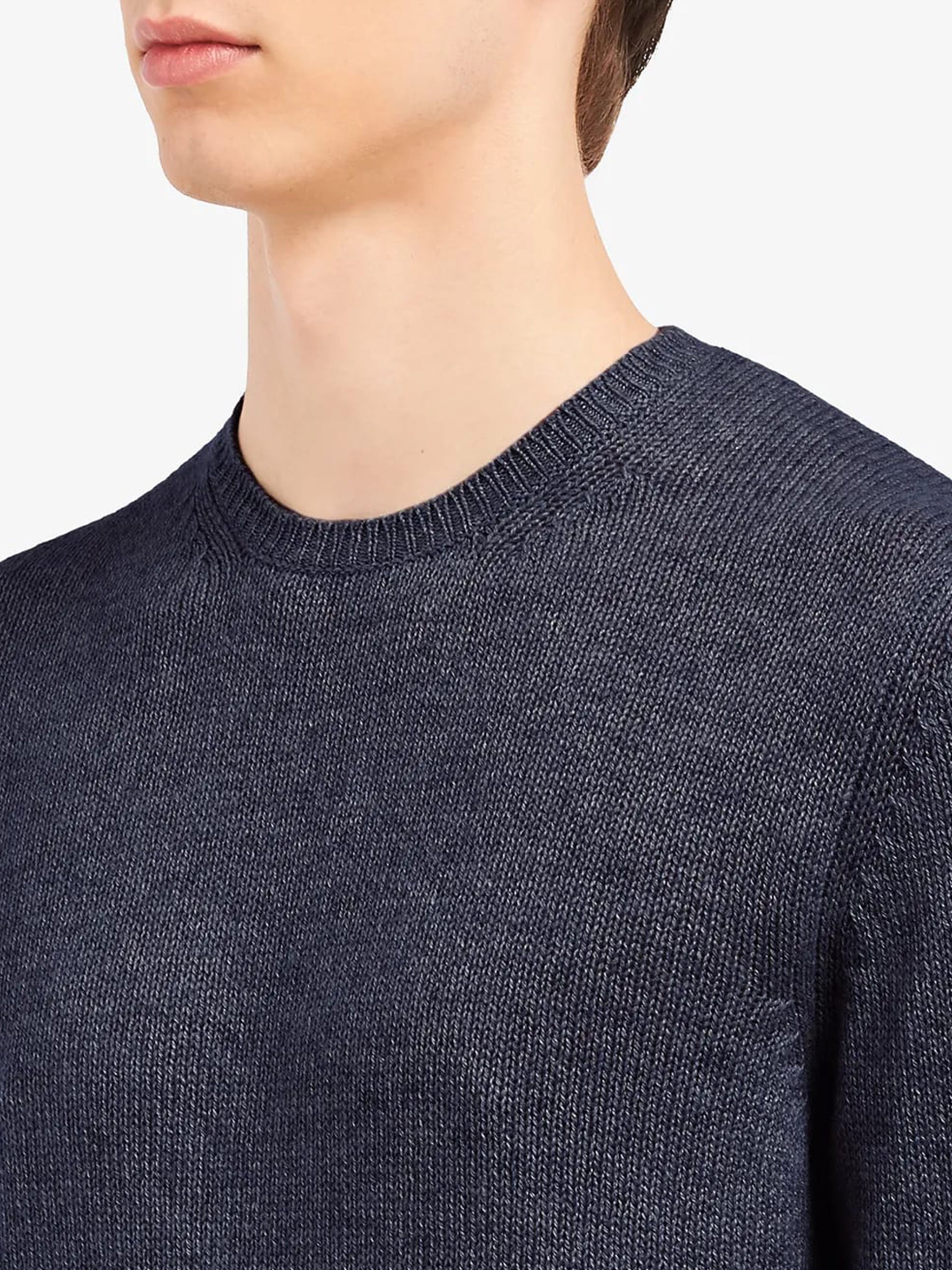 Navy Crew Neck Cashmere Sweater