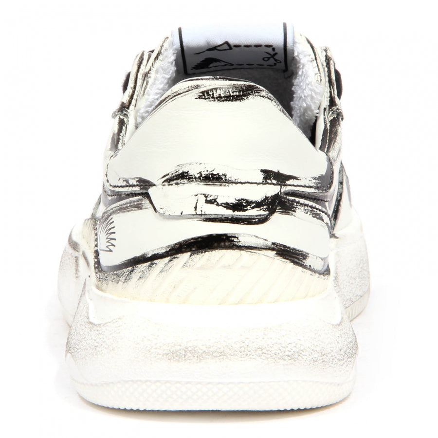 Artistic Leather Sneakers with Brushstroke Detailing