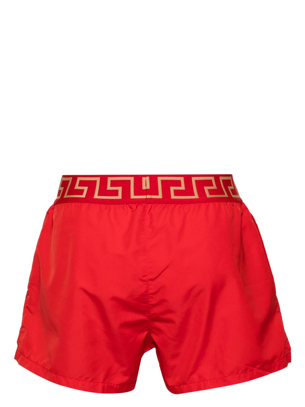 Silk and Nylon Shorts with Gold Greek Key Detailing