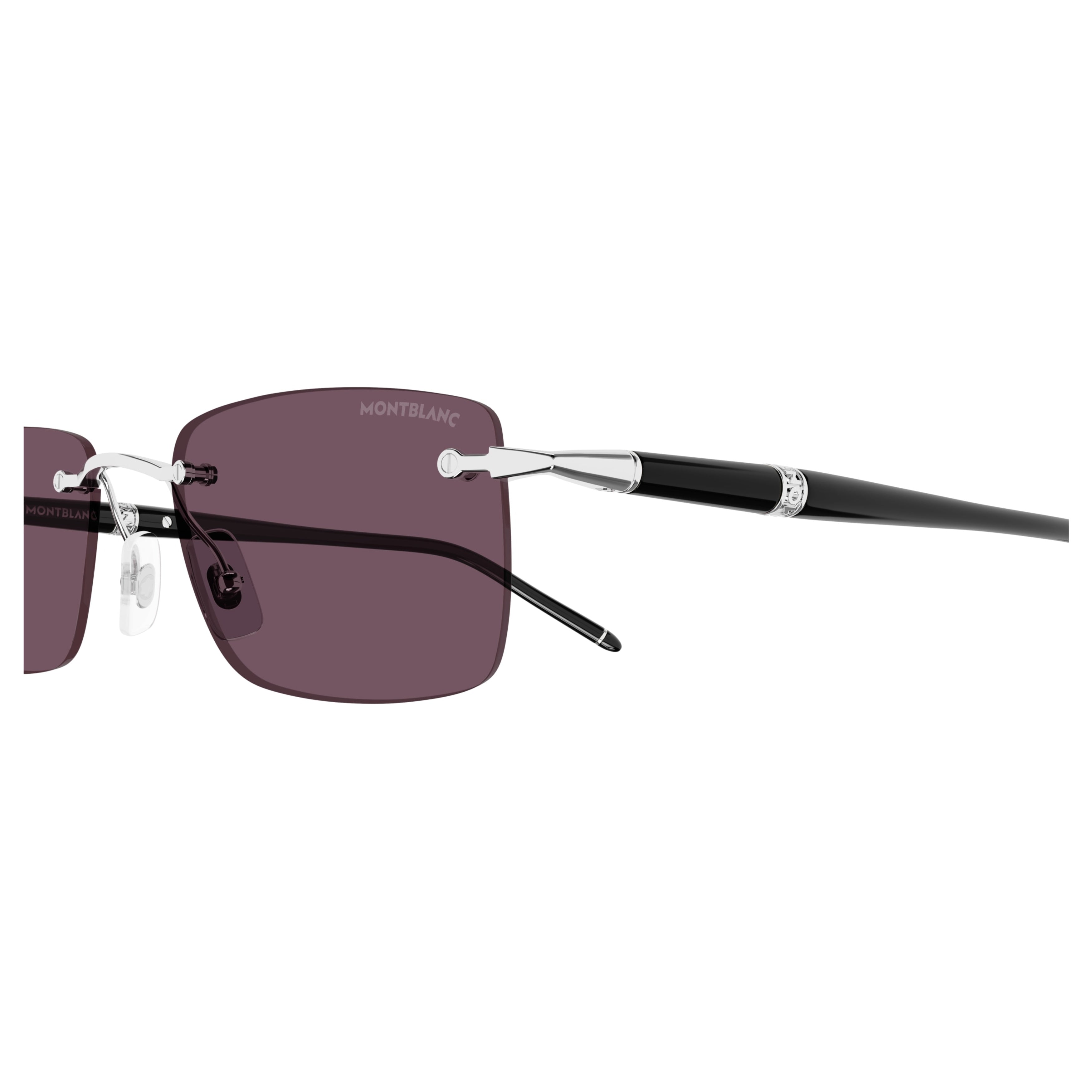 Mb0344s Rimless Rectangular Sunglasses with Black Temples