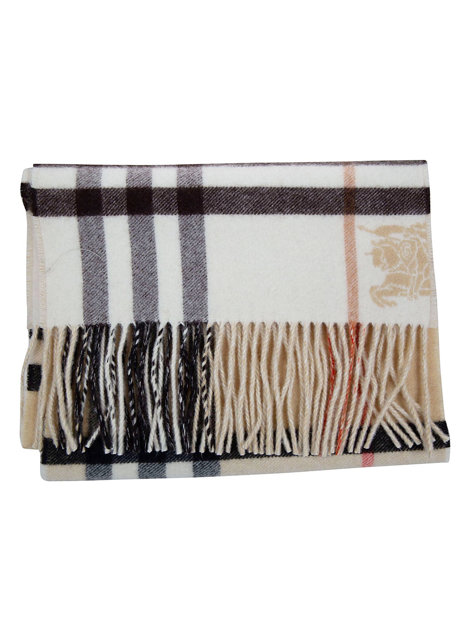 Double-Faced Cashmere Scarf with Fringed Edges