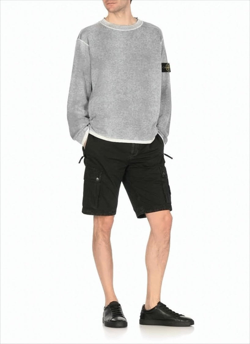 Washed Grey Sweater with Distinctive Embroidered Patch