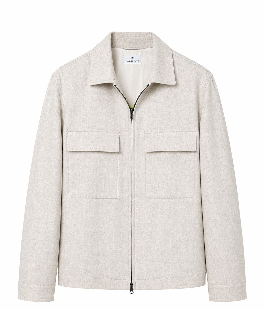 Linen Front Zip Classic Collar Jacket