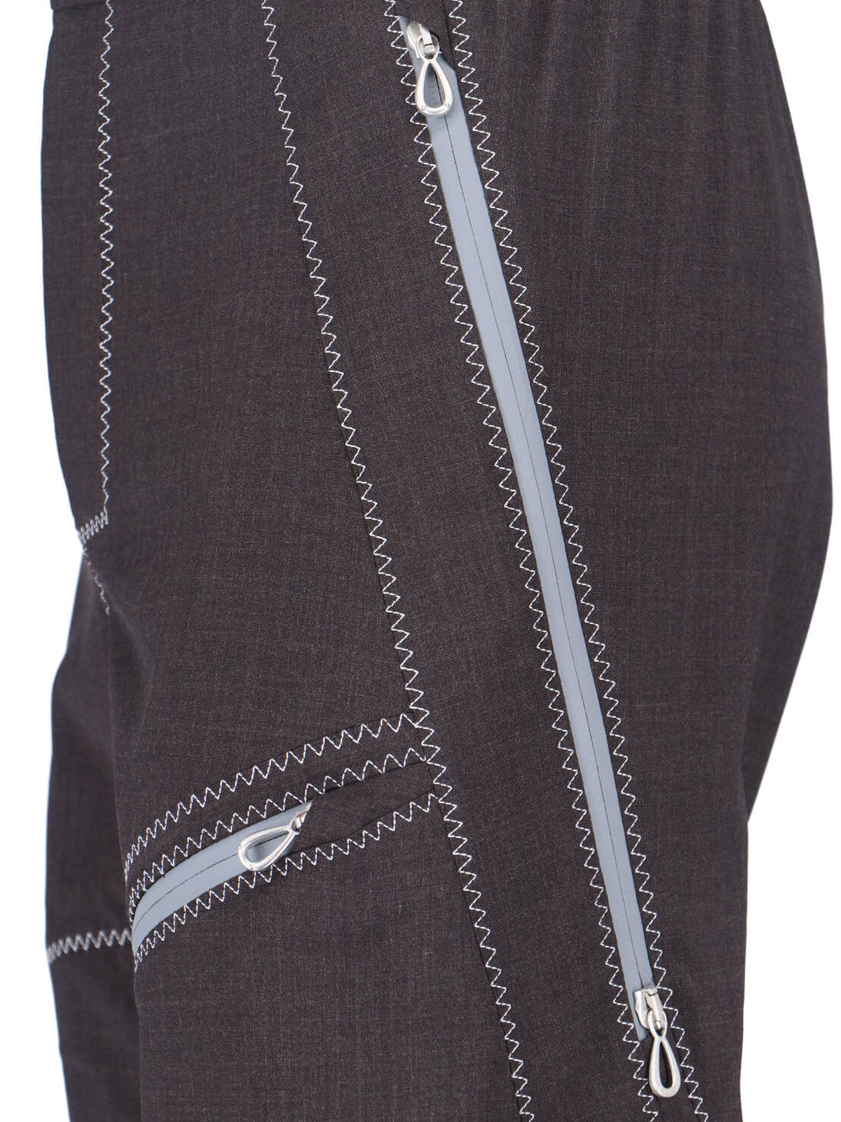 Grey Fosco High-Waisted Zigzag Trousers