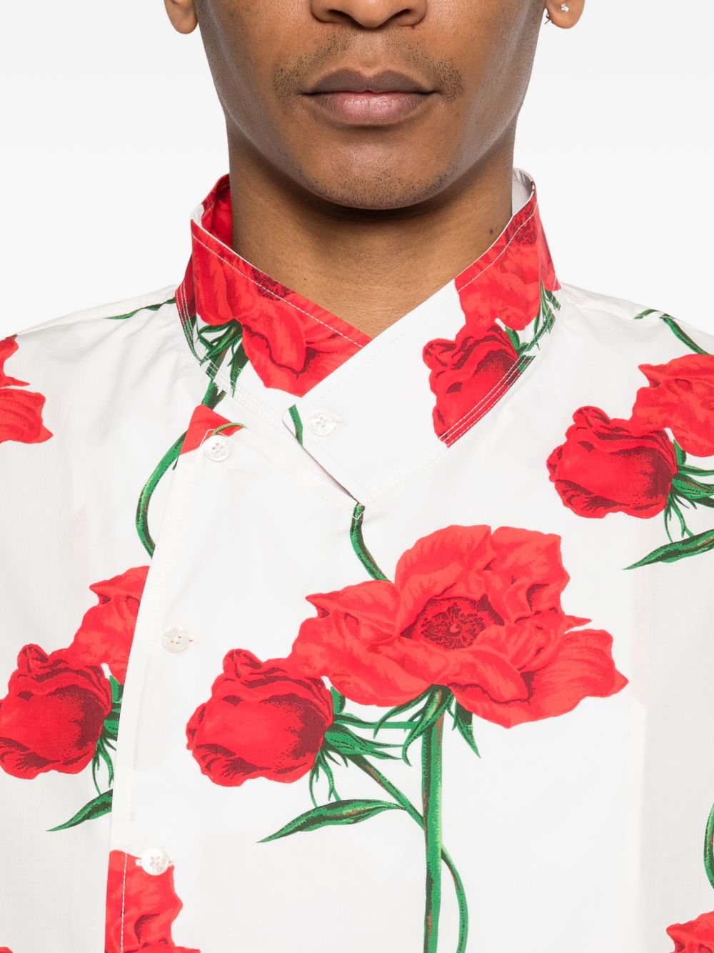 Floral Print Casual Shirt with High Collar