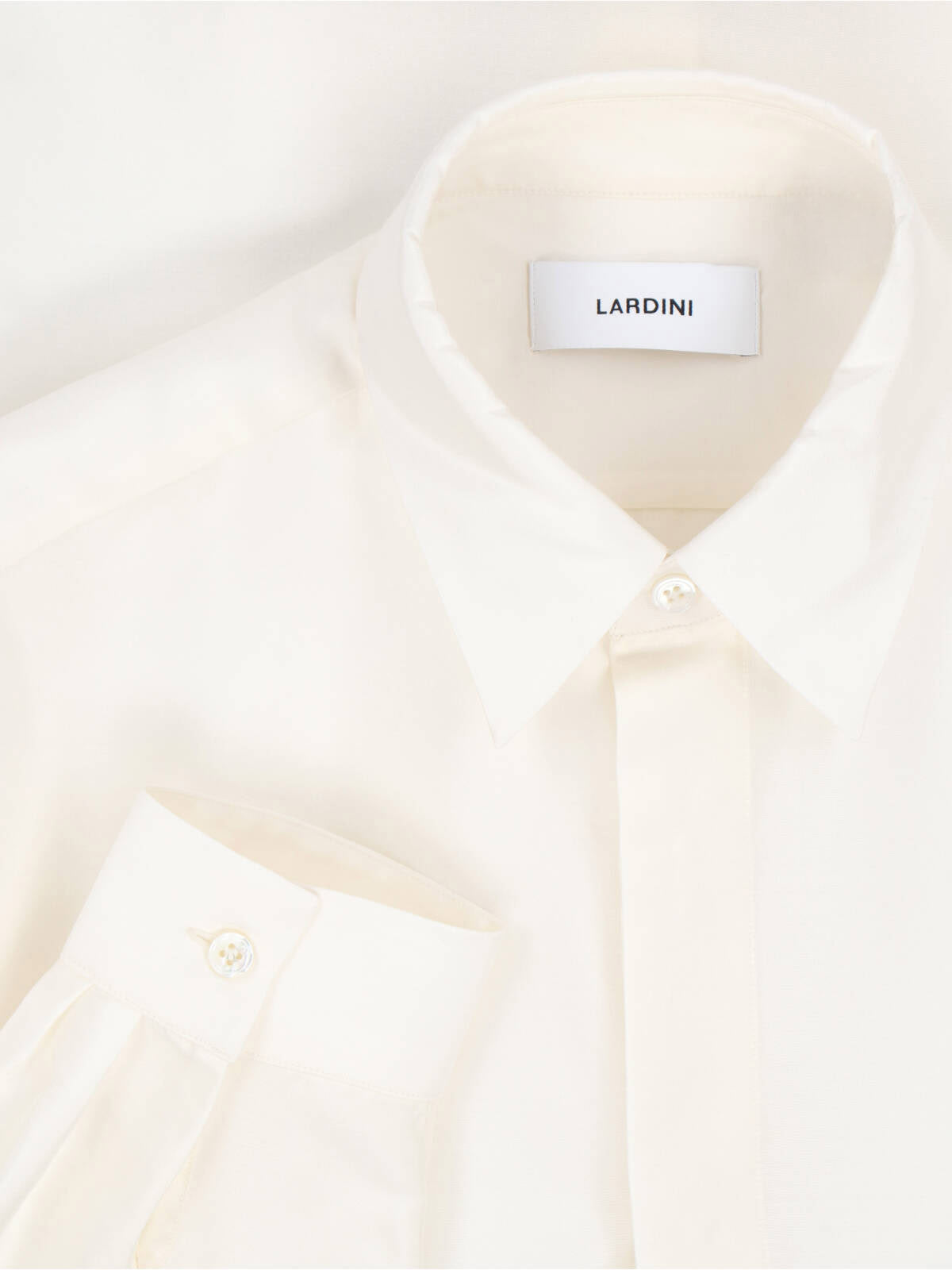 White Long-Sleeved Cotton Viscose Shirt