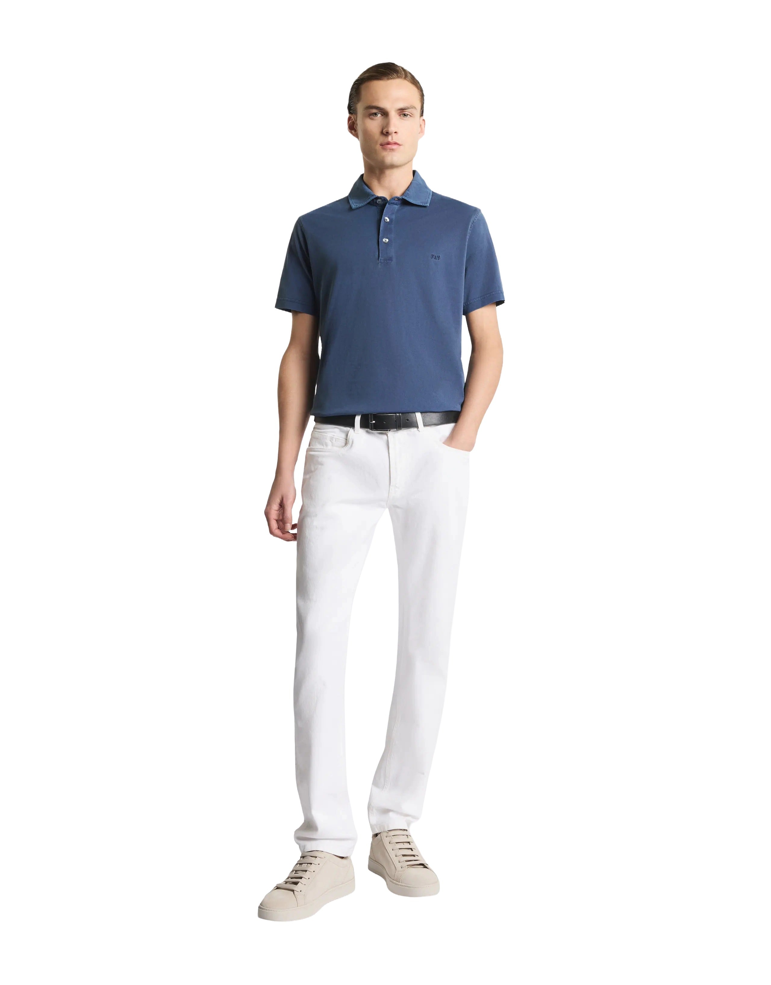 Frosted Embroidery Polo Shirt with Classic Fit
