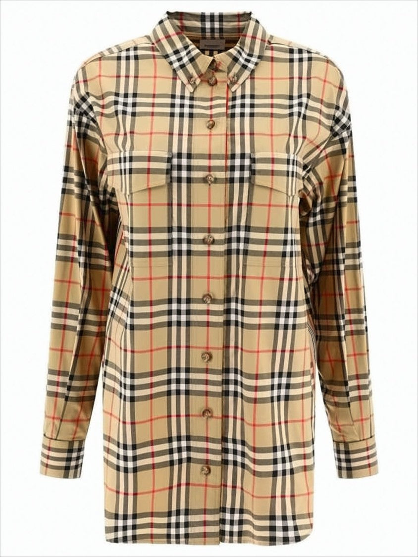 Plaid Pattern Button-Up Blouse