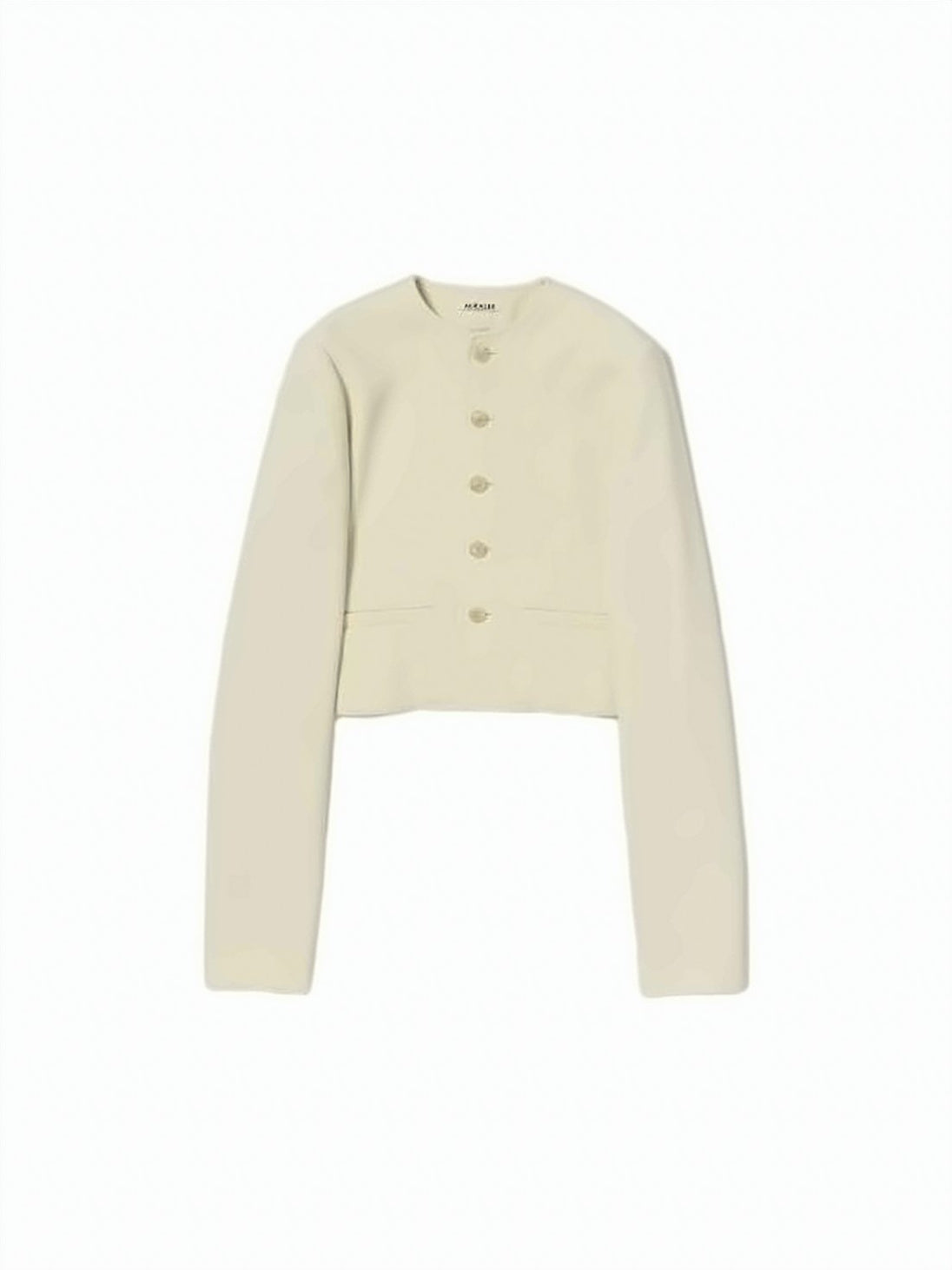 Cropped White Jacket with Round Neckline