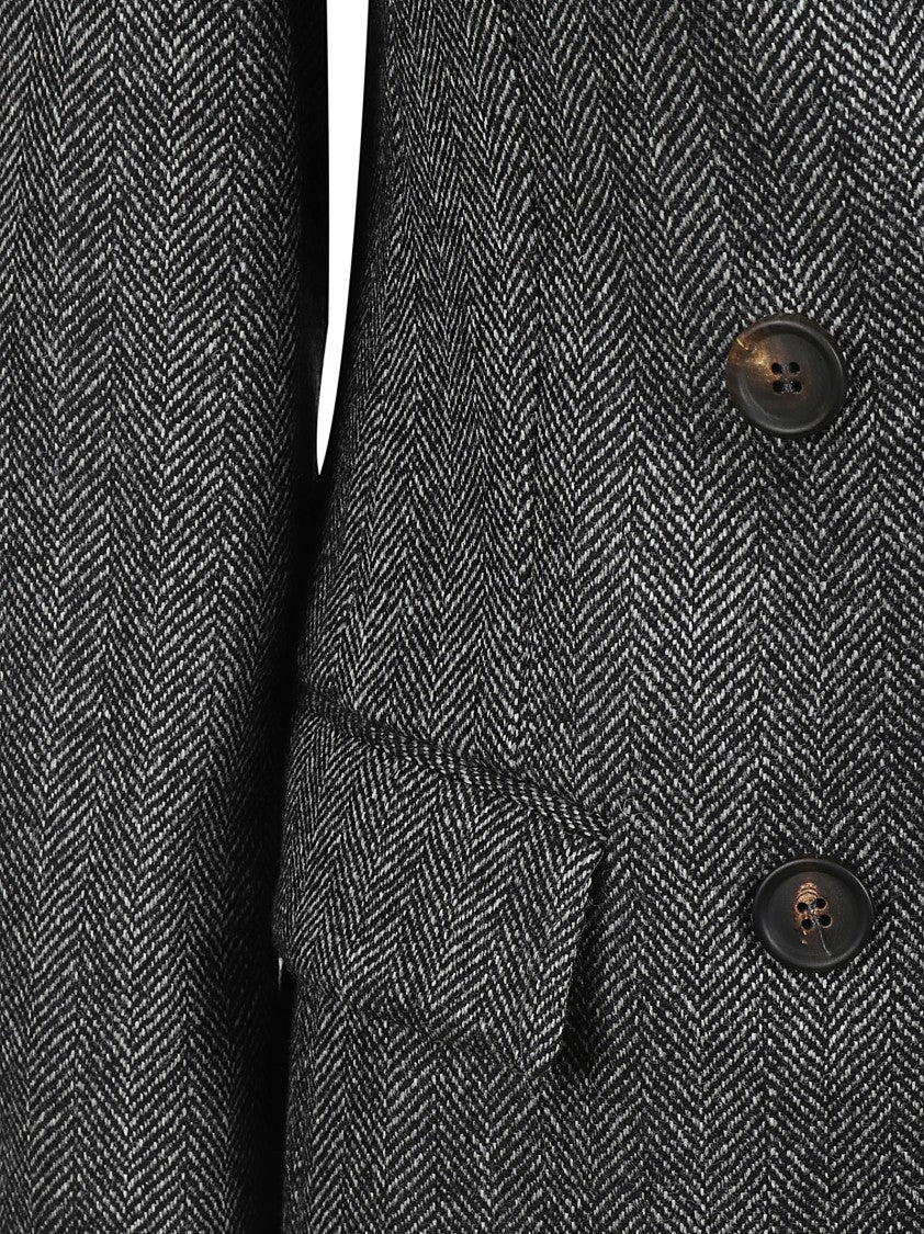 Double-Breasted Herringbone Tailored Jacket