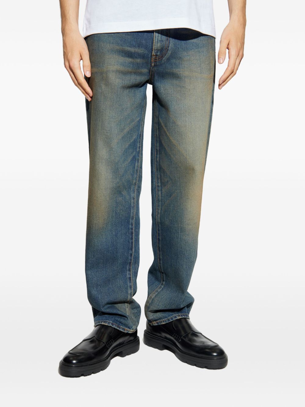 Stonewashed Denim Jeans With Pencil Fit