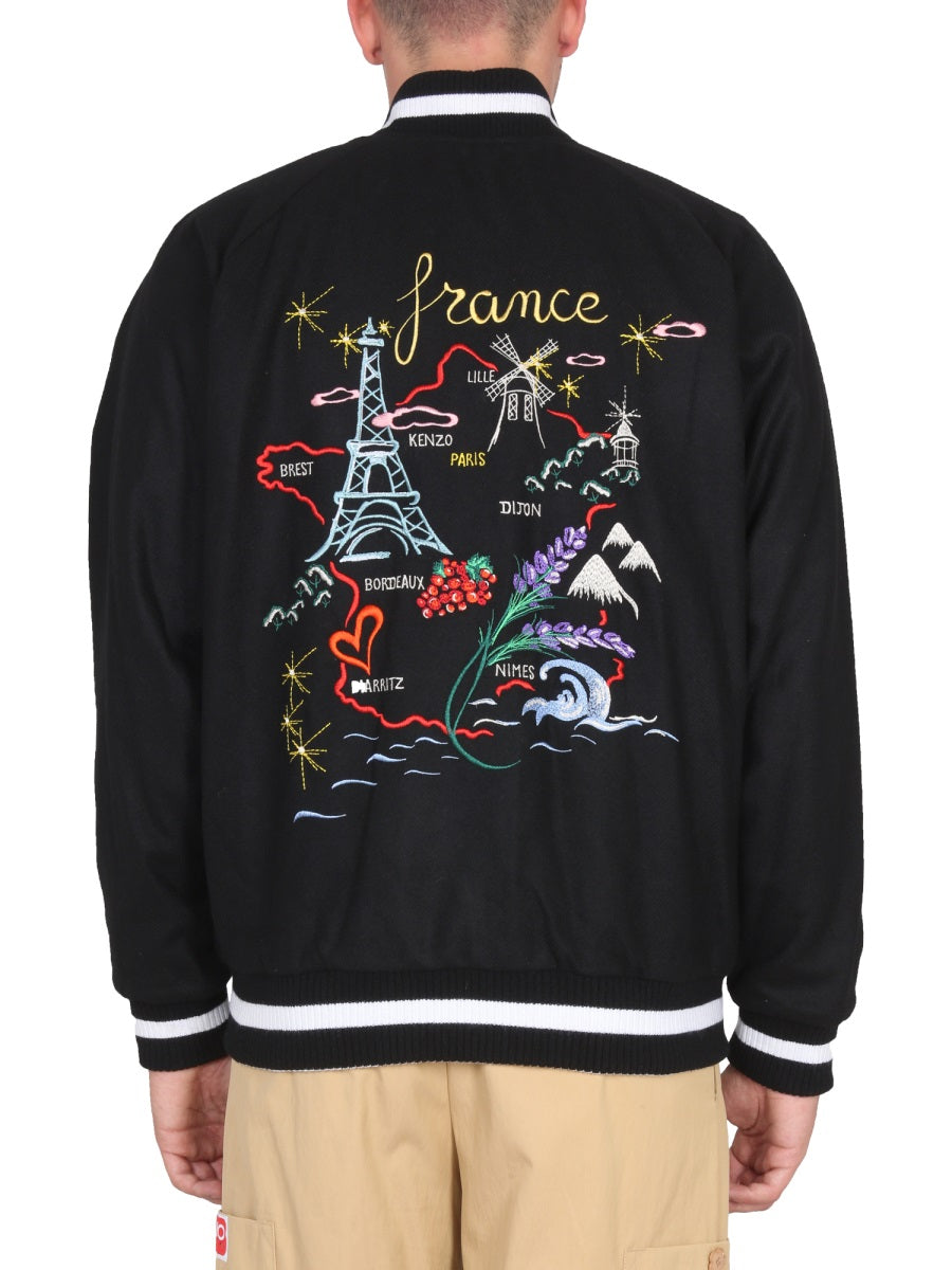 "France Japan" Double Face Bomber Jacket