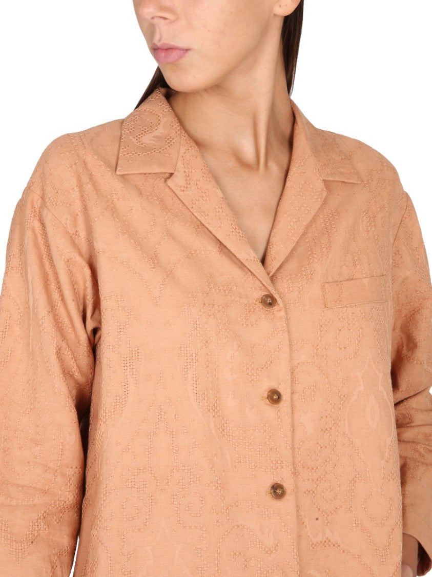 Ajoure' Jacket With Notched Lapels And Button Closure