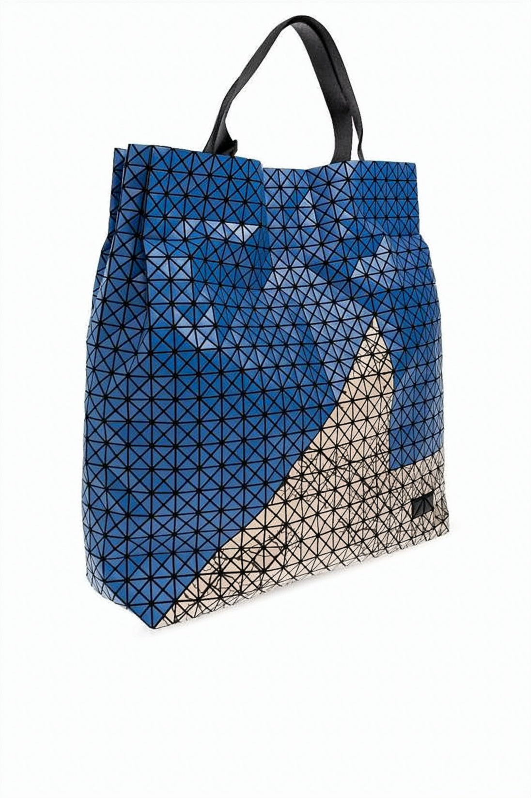 Triangular Grid Patterned Tote Bag with Glossy Finish