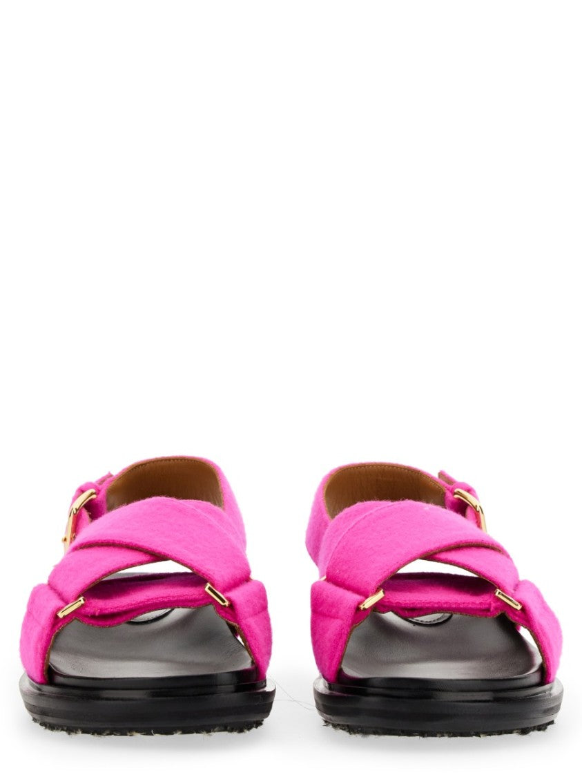 Crisscross Leather Sandal With Gold-Tone Buckles