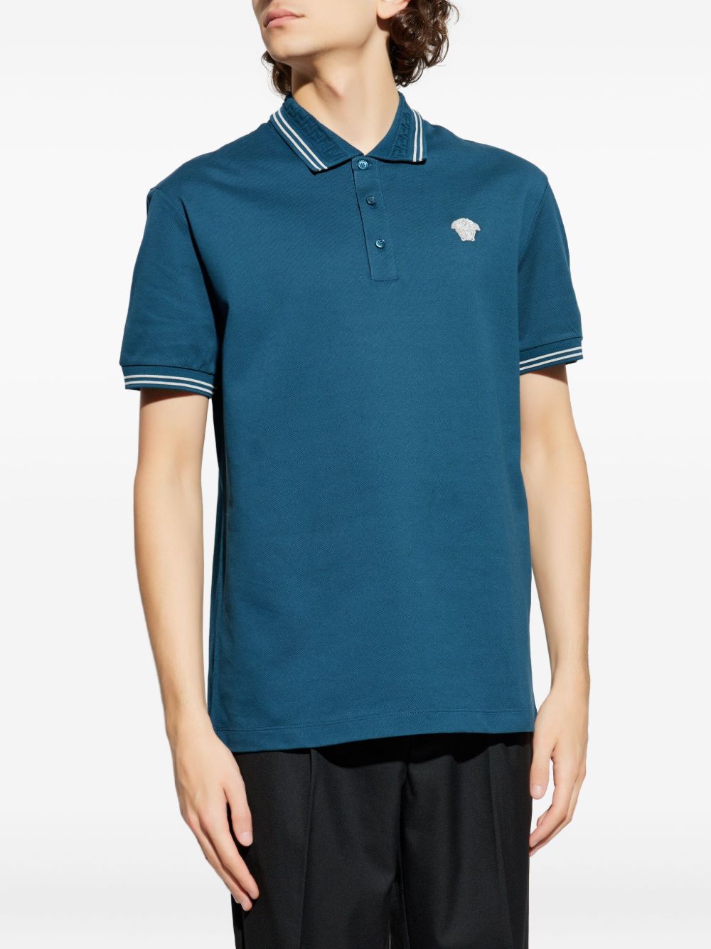 Silk-Nylon Blend Polo Shirt with Contrasting Details