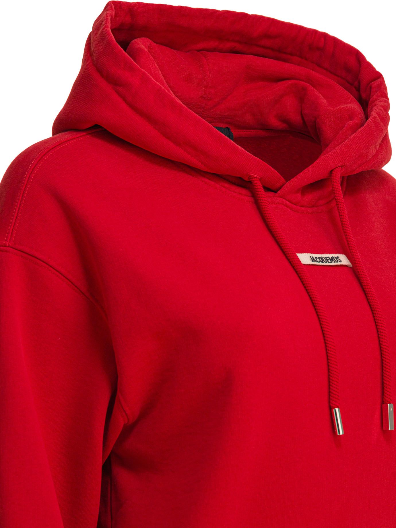 Cropped Hoodie with Drawstring and Logo Patch