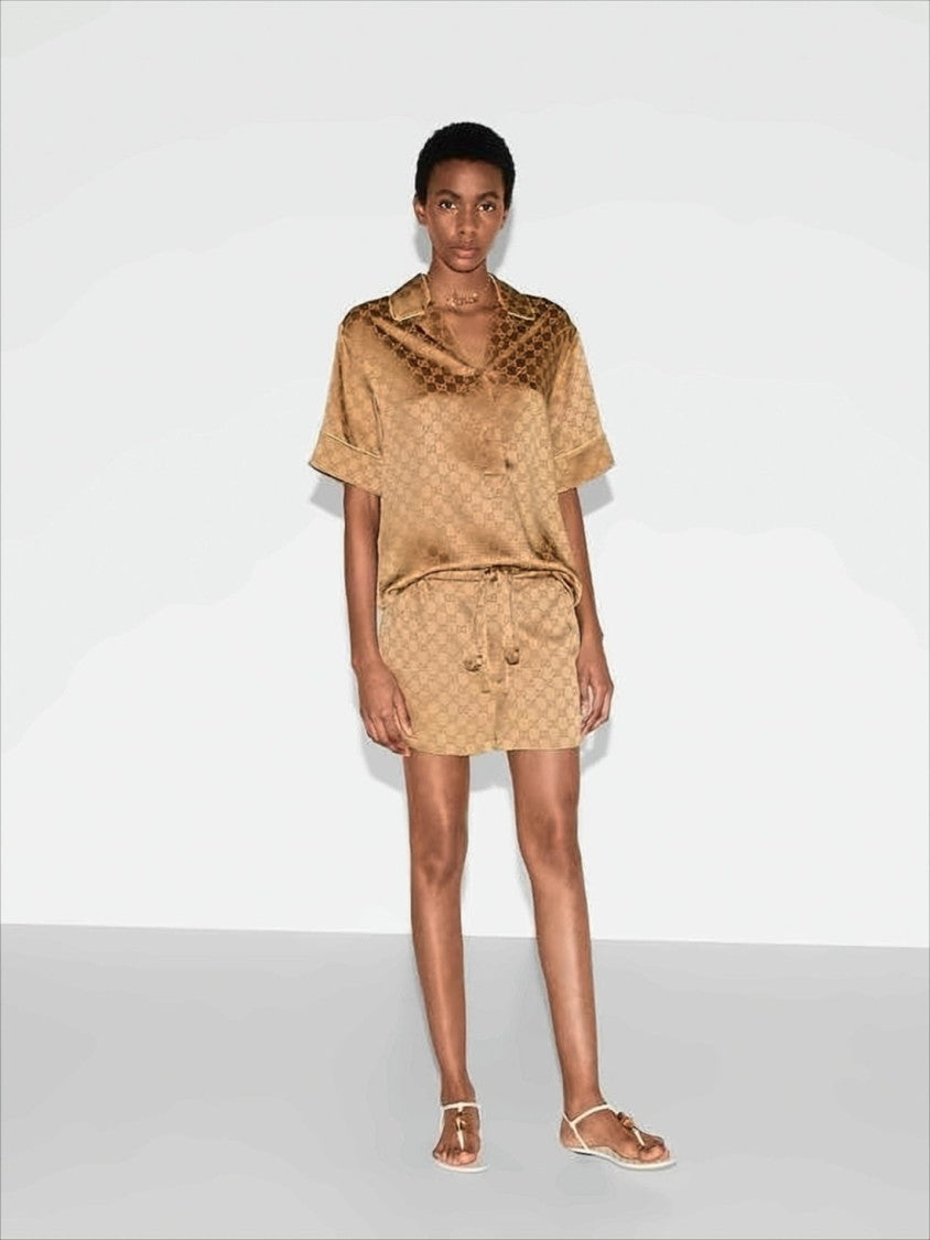 Silky Jacquard Short-Sleeved Shirt