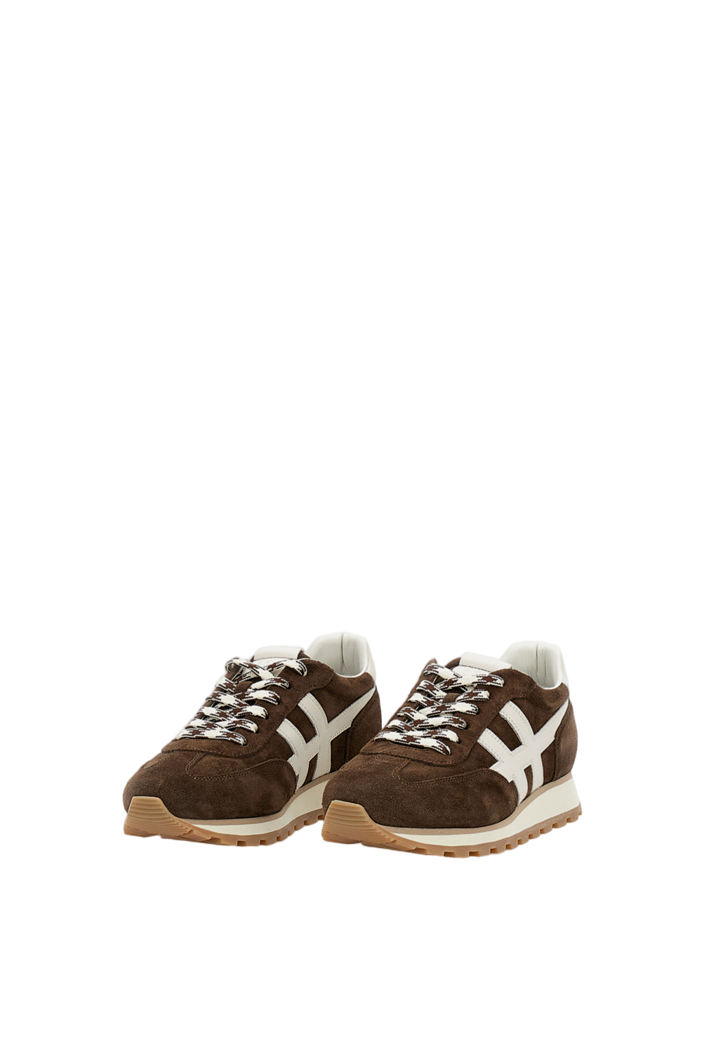 Brown Sneakers With Smooth Finish And Sturdy Sole 86Er Suede
