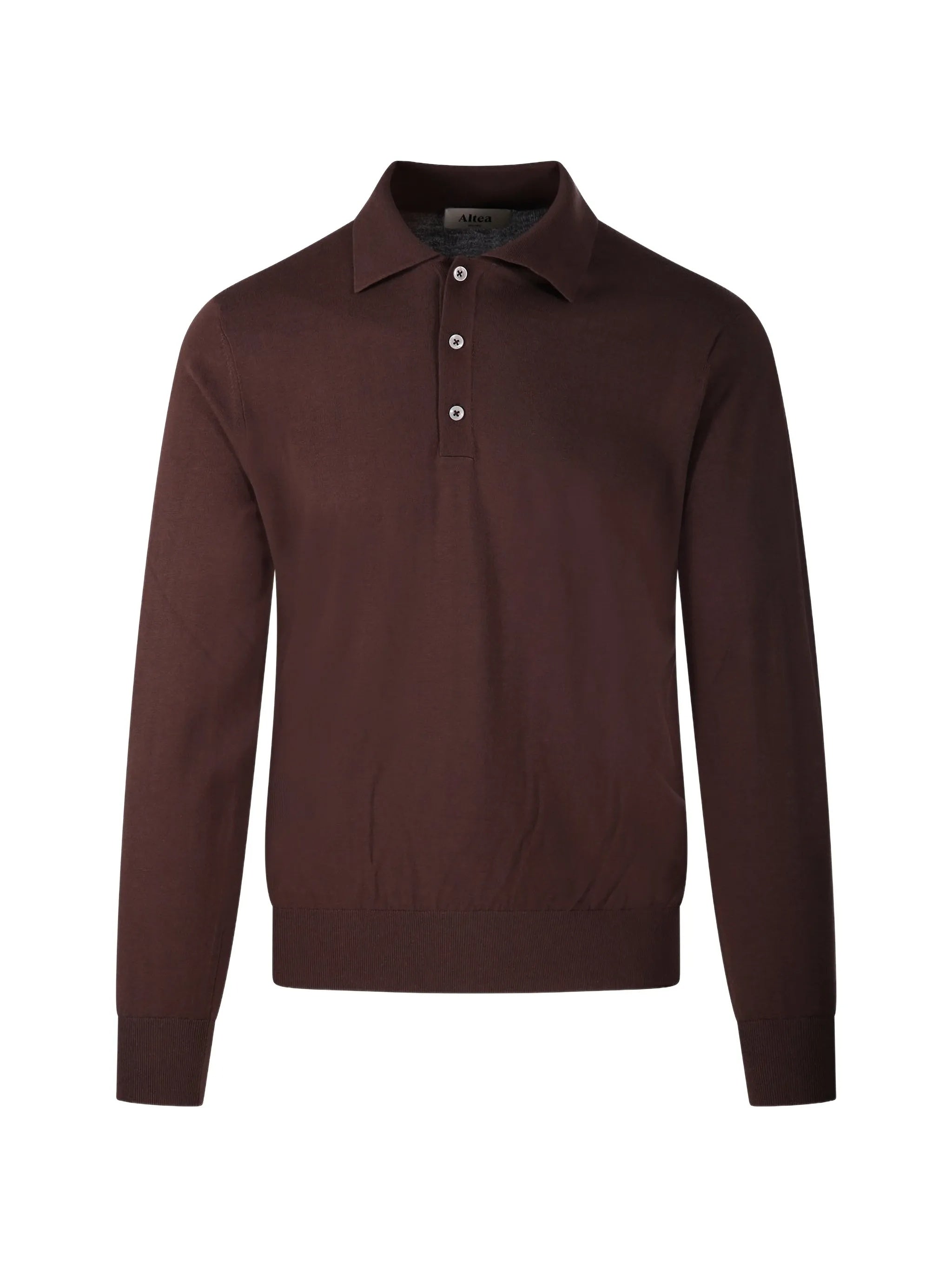 Deep Brown Polo Long-Sleeve Cotton Polo