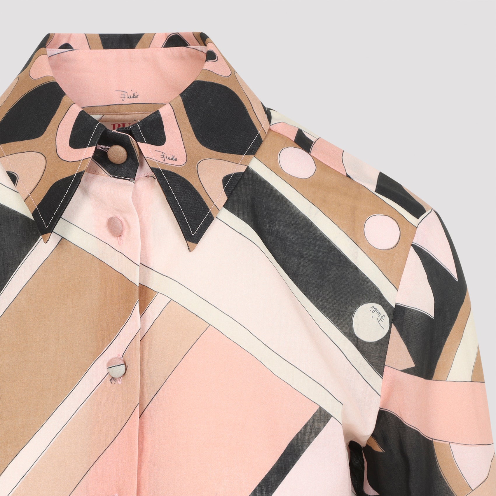 Multicolour Cotton Shirt with Geometric Pattern