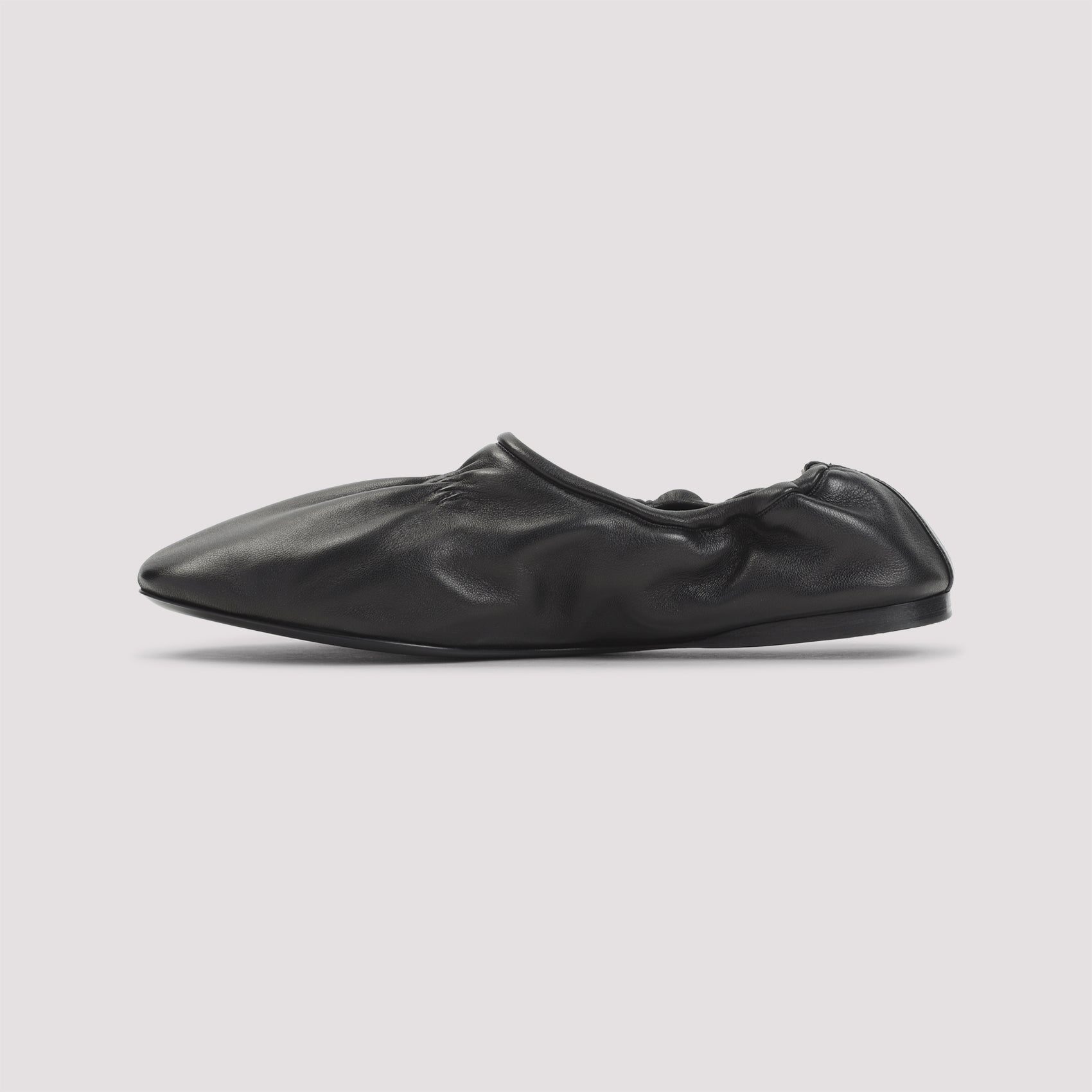 Pointed Toe Black Lamb Leather Sandals